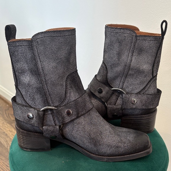 Frye Distressed Black Ankle Booties - Picture 6 of 7